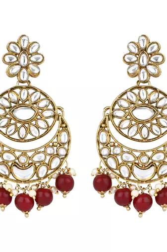 traditional floral kundan pearl choker necklace jewelry earrings & maang tikka set for women/girls 