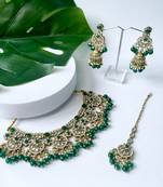 traditional handcrafted kundan pearl choker necklace jewellery set for women/girls