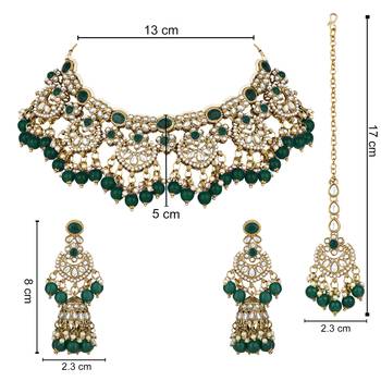 traditional handcrafted kundan pearl choker necklace jewellery set for women/girls 5