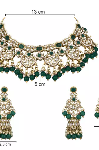 traditional handcrafted kundan pearl choker necklace jewellery set for women/girls