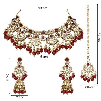 traditional handcrafted kundan pearl choker necklace jewellery set for women/girls 5