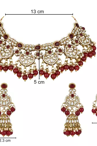 traditional handcrafted kundan pearl choker necklace jewellery set for women/girls