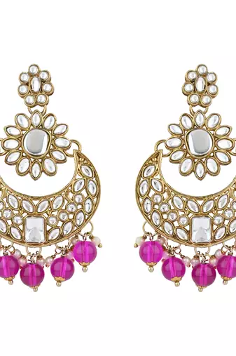 traditional floral kundan pearl choker necklace jewelry earrings & maang tikka set for women/girls