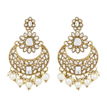 traditional floral kundan pearl choker necklace jewelry earrings & maang tikka set for women/girls 3