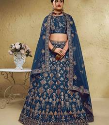 fascinating blue embroidered silk bridal lehenga set choli with dupatta with dupatta