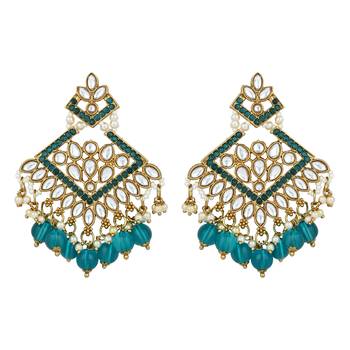 traditional kundan pearl drop choker necklace jewellery & dangle earrings set for women/girls 3