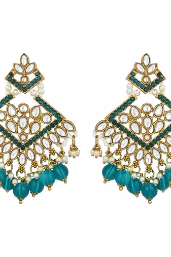 traditional kundan pearl drop choker necklace jewellery & dangle earrings set for women/girls