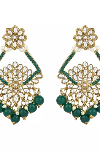 traditional kundan pearl drop choker necklace jewellery & dangle earrings set for women/girls