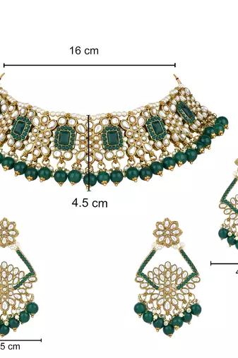 traditional kundan pearl drop choker necklace jewellery & dangle earrings set for women/girls