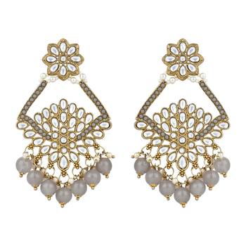 traditional kundan pearl drop choker necklace jewellery & dangle earrings set for women/girls 3