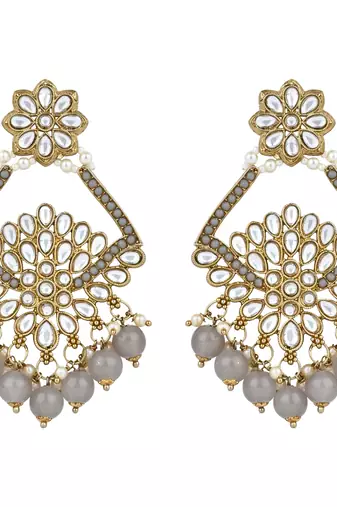 traditional kundan pearl drop choker necklace jewellery & dangle earrings set for women/girls