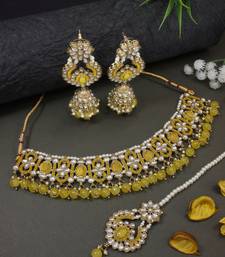 Kundan Pearl Choker Necklace Jhumki Earrings Set Girls