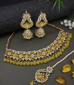 traditional kundan pearl choker necklace jewellery with jhumki earrings set for women & girls