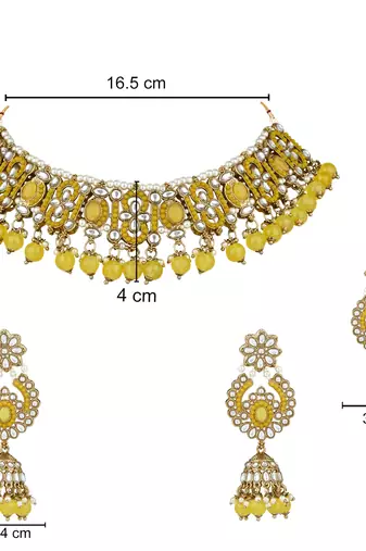 traditional kundan pearl choker necklace jewellery with jhumki earrings set for women & girls