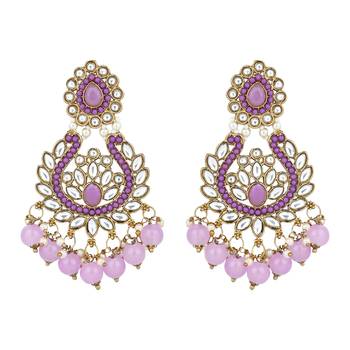 traditional kundan pearl drop choker necklace jewellery with earrings & maang tikka set for women/girls 3
