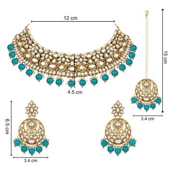 traditional handcrafted kundan pearl choker necklace jewellery set for women/girls 5