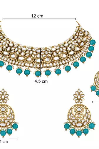 traditional handcrafted kundan pearl choker necklace jewellery set for women/girls