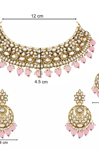 traditional handcrafted kundan pearl choker necklace jewellery set for women/girls