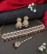 unique design multi layer statement handmade choker necklace jewellery & jhumka earring set for women & girls