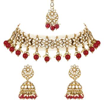 unique design multi layer statement handmade choker necklace jewellery & jhumka earring set for women & girls 2