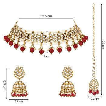 unique design multi layer statement handmade choker necklace jewellery & jhumka earring set for women & girls 5