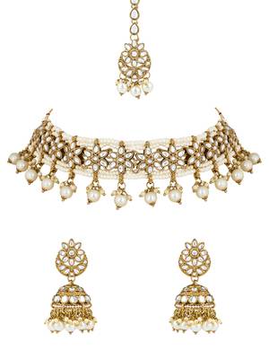 unique design multi layer statement handmade choker necklace jewellery & jhumka earring set for women & girls 1