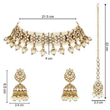 unique design multi layer statement handmade choker necklace jewellery & jhumka earring set for women & girls 5