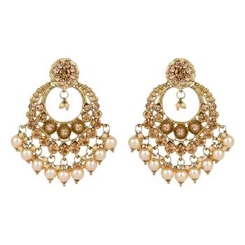 traditional kundan pearl choker necklace jewellery & earrings set for women girls 3