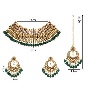 traditional kundan pearl choker necklace jewellery & earrings set for women girls 5