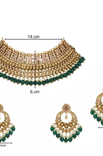 traditional kundan pearl choker necklace jewellery & earrings set for women girls