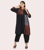 Black cotton zari handlom kurta set