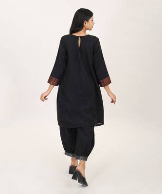 Black cotton zari handlom kurta set 4