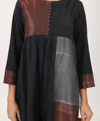Black cotton zari handlom kurta set 5