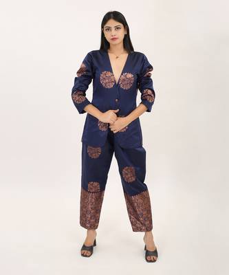 Blue silk brocade suit 2