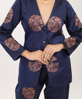 Blue silk brocade suit 5