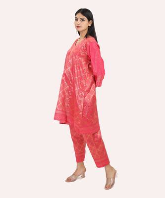 Pink silk brocade kurta set 2