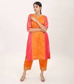 Yellow silk brocade kurta set