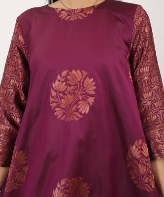 Purple silk brocade kurta set 5