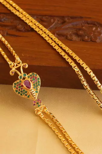 Gold platted cz heart shape moppu chain