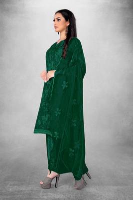 Green embroidered organza semi stitched churidar ethnic-suits 2