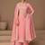 Pink Embroidered Silk Semi Stitched Straight Suit Up To 42" Size