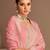 Pink Embroidered Silk Semi Stitched Straight Suit Up To 42" Size