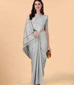 Silver Colour Embellished Cotton Saree