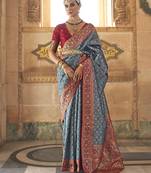 Elora Soft Silk Jacquard Faux Banarasi Weaving Saree For Women Satrani Blue   