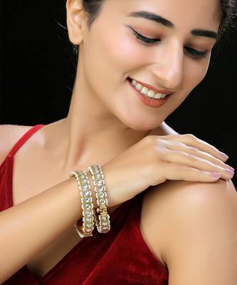 Gold finish kundan bangles 1