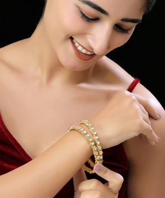 Gold finish kundan bangles 1