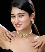 Gold finish kundan choker set