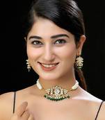 Gold finish kundan choker set