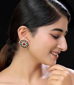 Gold finish multicolor kundan studs