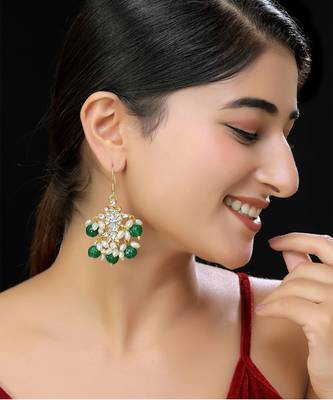 Gold finish kundan danglers 1
